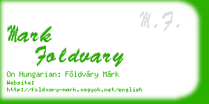 mark foldvary business card